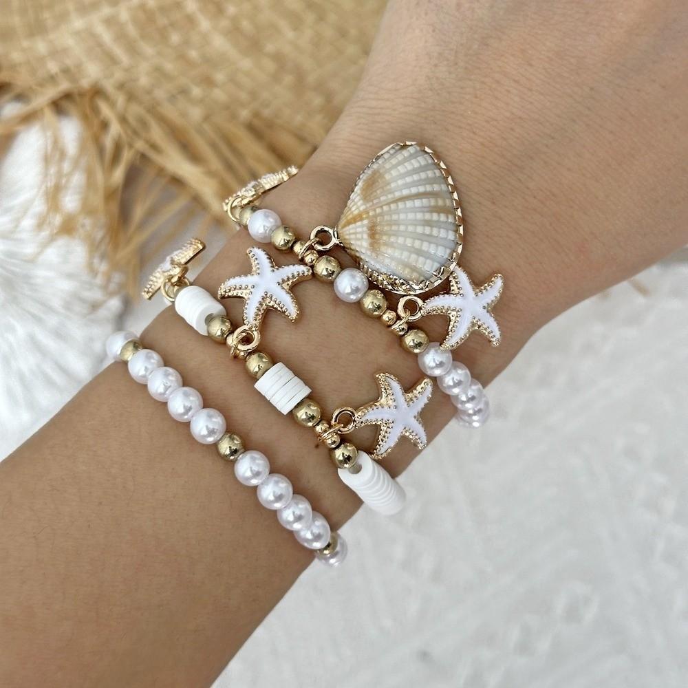 Starfish Conch Beaded Bangles Bohemian Wrap Charm Hand Chain New Multilayer Shell Bracelets Gifts