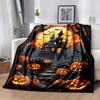 Halloween-Themed Blanket Featuring A Horror Castle Pumpkin, and Bat Sofas, Beds, During Travel, or Camping. This Digital Blanket