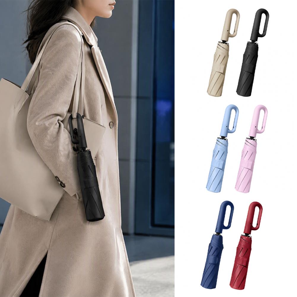 UV Rain Protection Automatic Folding Umbrella Carabiner Handle Windproof 10 Rib Portable Travel Compact Outdoor Gear