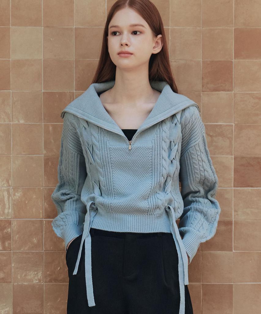 ZEROSTREET [7 Colors] Ribbon Zip-Up Sweater