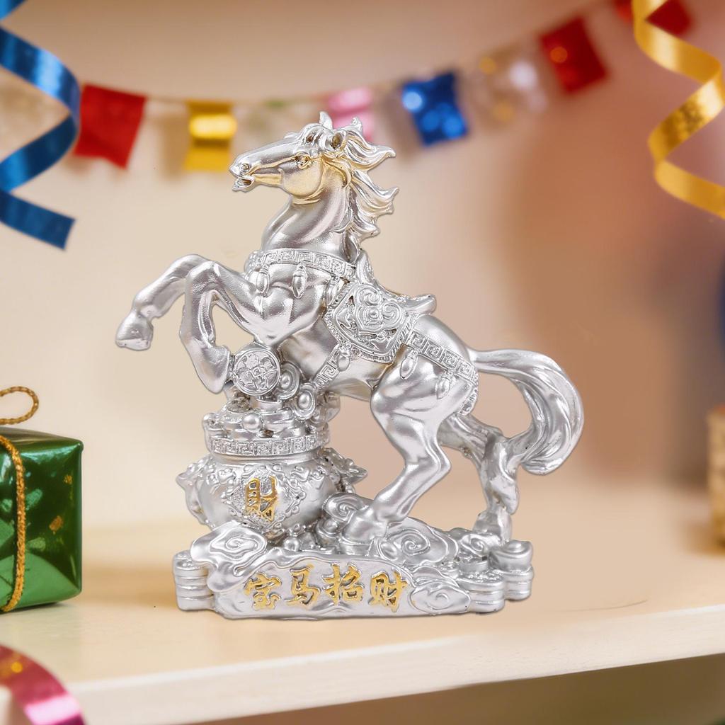 Chinese Zodiacs Horse Statue Wealth Prophecys Statue Desktop Decoration Living Room Tea Table Sculpture Resin Craft Home Decor