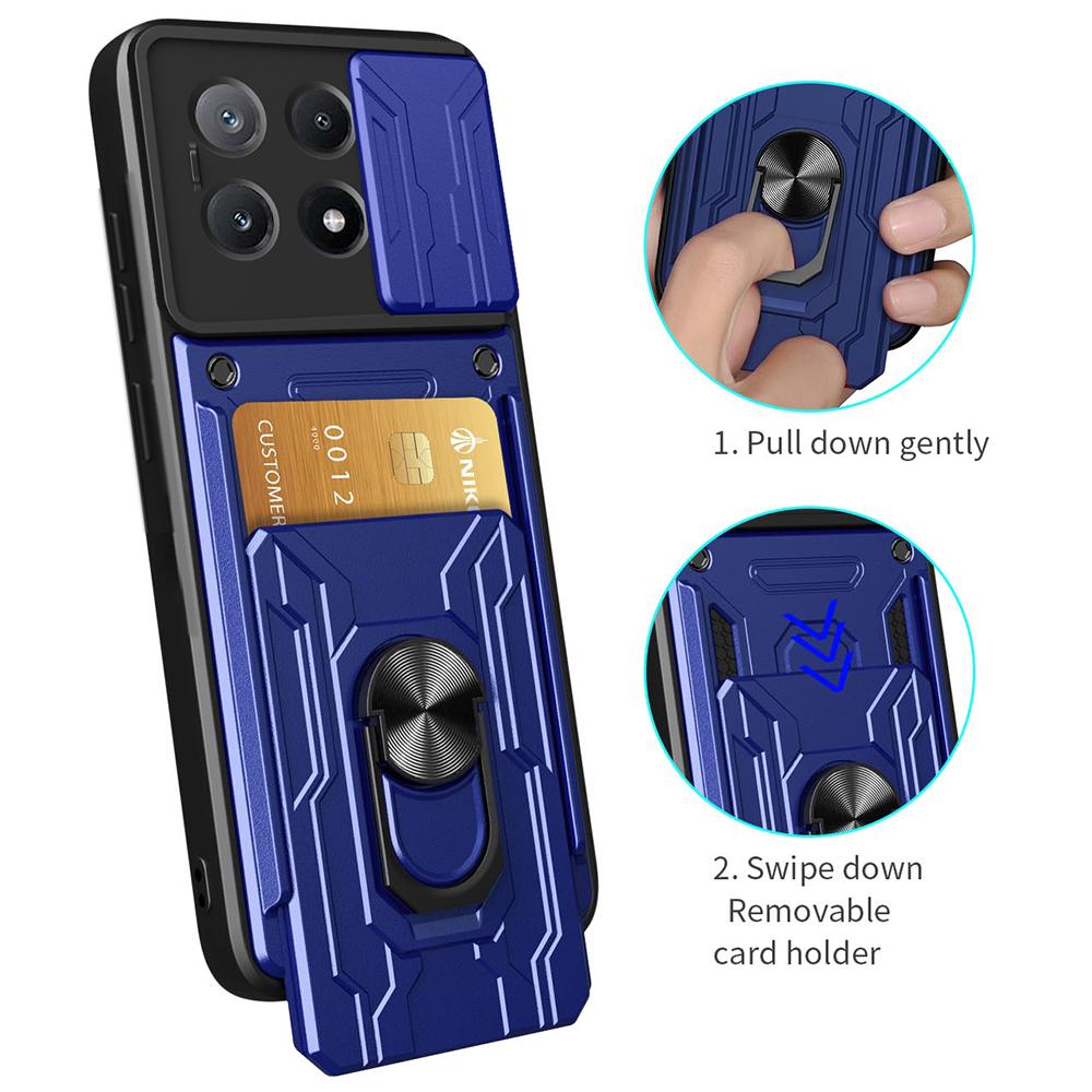 For Xiaomi Redmi K70E 5G/Poco X6 Pro 5G Case PC+TPU Kickstand Phone Back Cover with Camera Slider