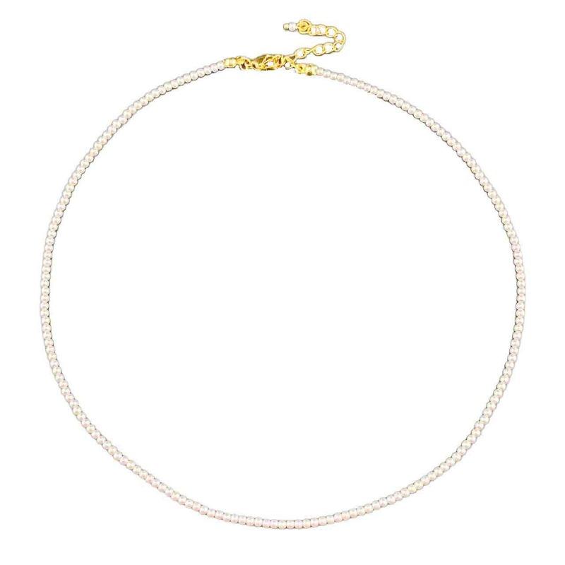 Womens Mini Pearl Choker Necklace Gold Plated Clasp