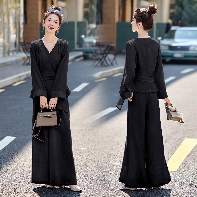 

Женский повседневный комплект Весна 2025: Пальто и широкие брюки (HE5013) L (125-140 jin)