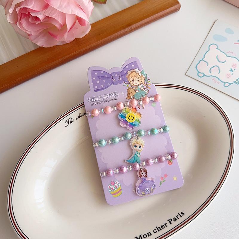 Children S Sweet Candy Color Pendant Beaded Bracelet Bracelet Girl Cute Cartoon Little Princess Bracelet Beaded Set