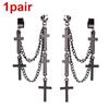 Punk Cross Tassel Øredobber Kvinner Integrert Clip Stud Ørering Kristen Gotisk Hip Hop Smykker Metallkjede Ørering Ørering Ørering Menn