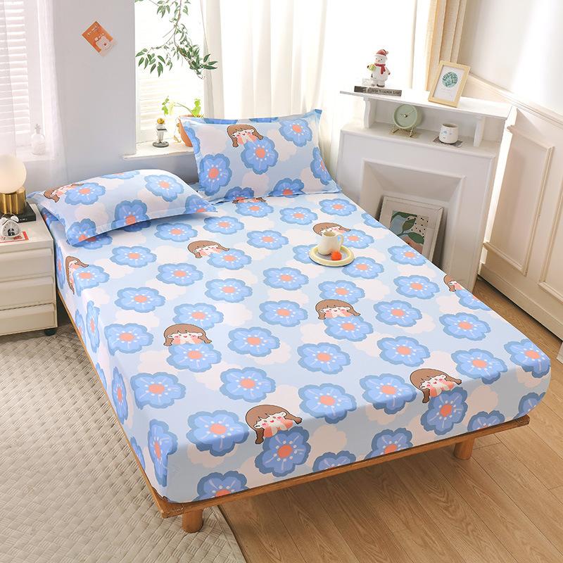 New Pure Cotton Single Bed Sheet Cartoon Small Fresh All Cotton Bed Sheet Single Double Mattress Protective Cover