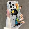 Animal Family Graffiti iPhone 15 Case, Trendy Hip Hop Style, Silver IMD for 13 Pro, 14 Plus
