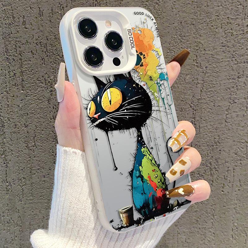 Animal Family Graffiti iPhone 15 Case, Trendy Hip Hop Style, Silver IMD for 13 Pro, 14 Plus