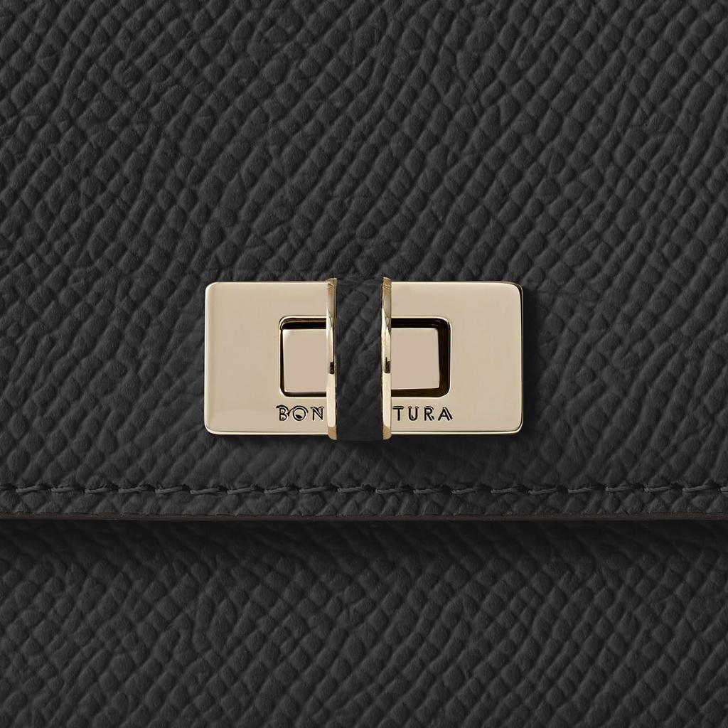 BONAVENTURA Vittoria Kleines Portemonnaie aus Nobile Leder (Schwarz x Bordeaux), Hergestellt aus echtem europäischen Leder, Perfektes Geschenk für Frauen (BWAN41-BKBX)