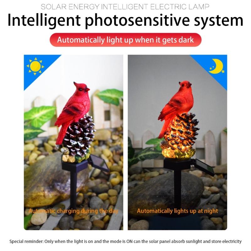 Cute Landscape Light Unique Pinecone/Nut Red Bird Solar Garden Light Outdoor Lighting Waterproof IP55 for Garden Yards