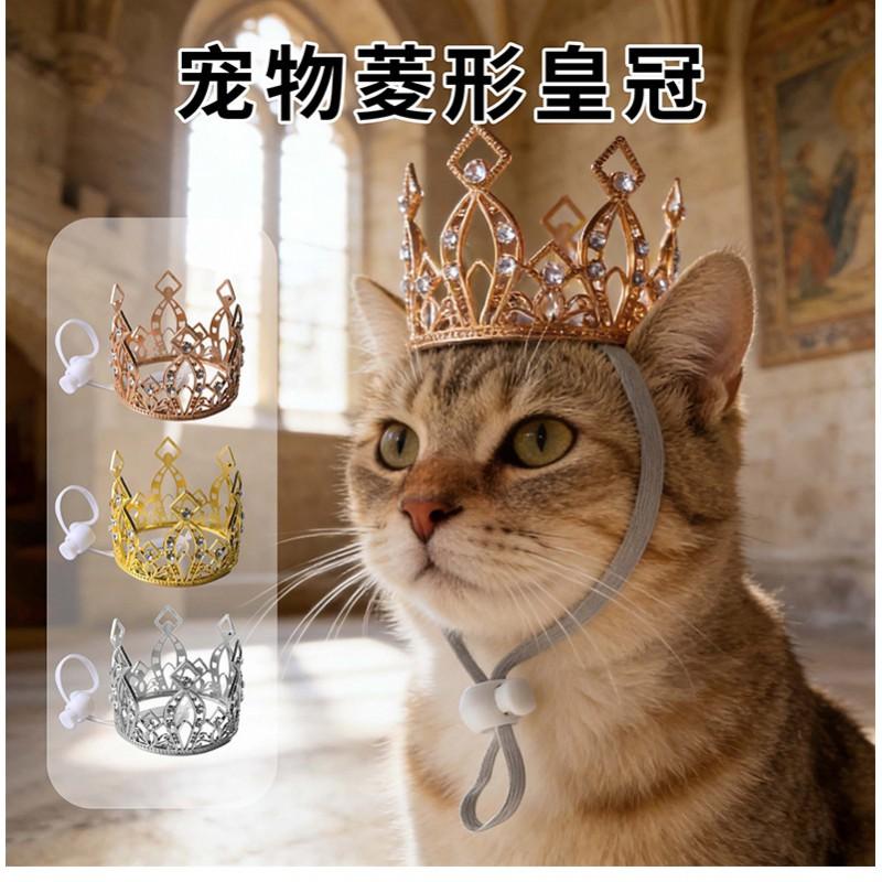 Pet Crown Headband Cats Dogs - Princess Style Hair Accessory In Gold Rose Plastic