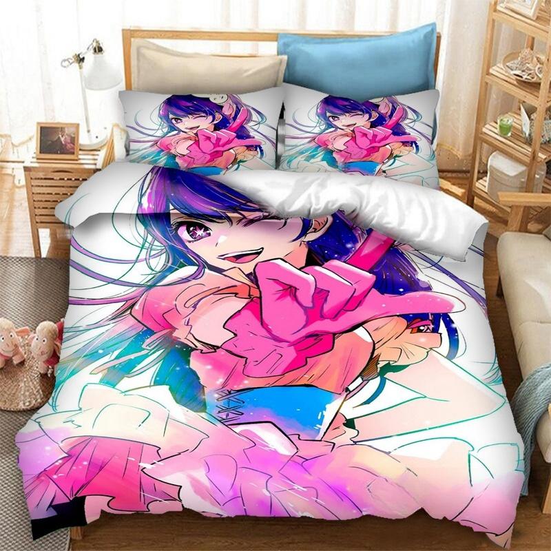 Anime OSHI NO KO 3D-Druck Bettwäsche-Set 2/3-teilig Bettbezüge Kissenbezüge Tagesdecke Heimtextilien