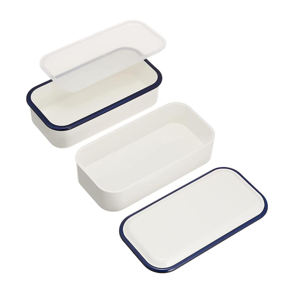 Takenaka Bento Box RETRO MODA Square Lunch Navy Upper 275ml Lower 275ml