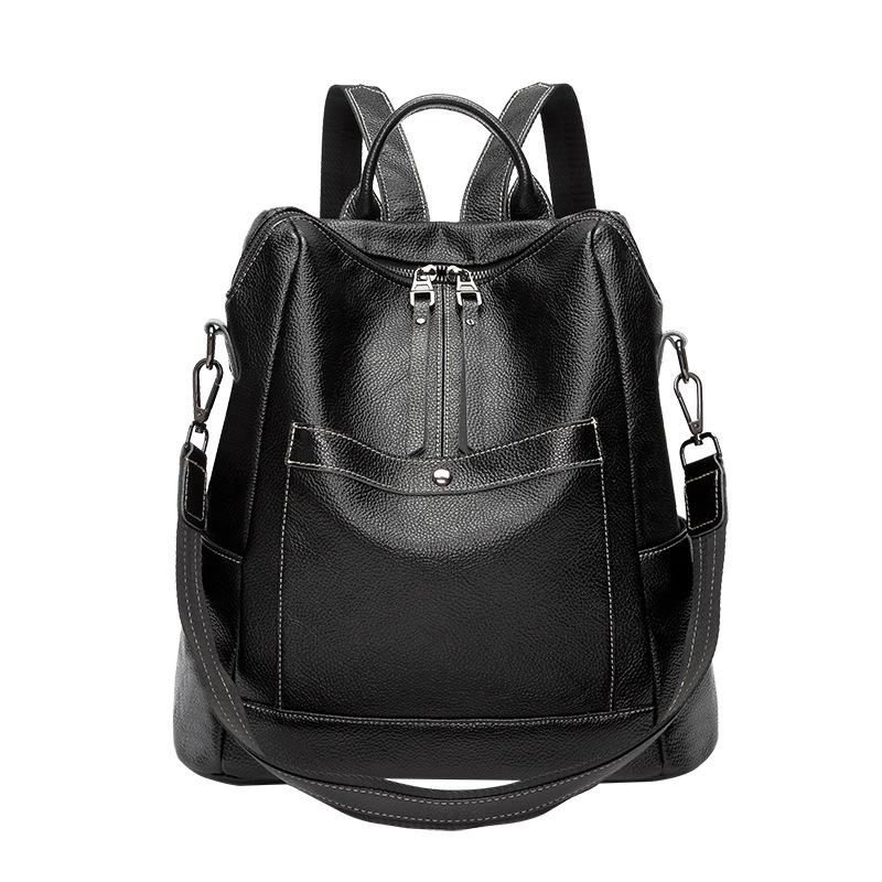 

Cowhide Backpack For Women Fashi student casual and versatile backpack large-capacity genuine leather daily Commuting backpack чёрный