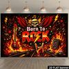 2D Flat Rock Theme Party Banner Background - Born Rock Theme, Featuring Winged Skullsdjhyzb