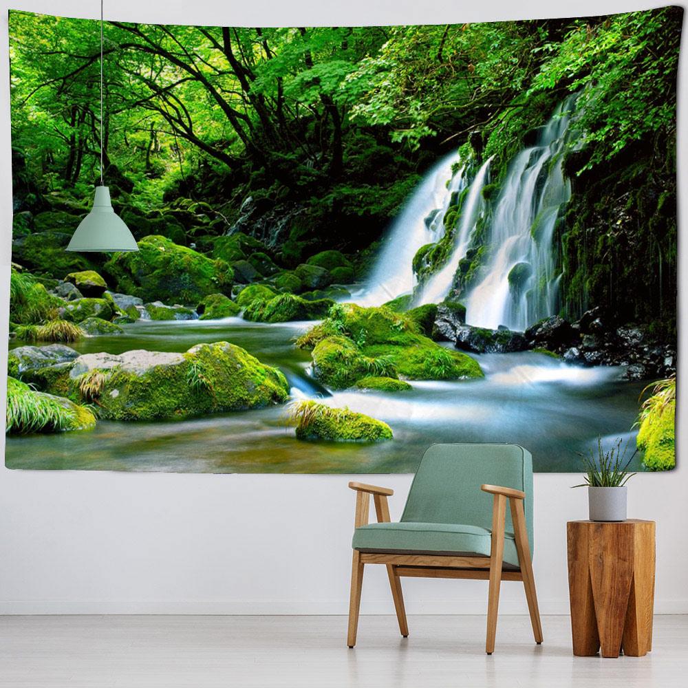 Home Decoration Tapestry Bohemian Waterfall Forest River Wall Hanging Bedroom Living Room Wall Art Decoration Hanging Cloth
