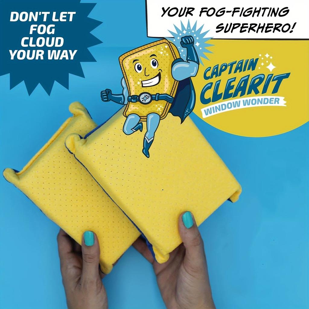 1pc Captain Clear Window Miracle - Large Super Absorbent and Anti-Fog Sponge, Suitable for Cars, Mirrors, Glasses, Etc