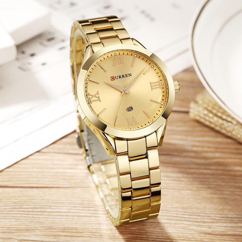 CURREN 9007 Fashion Women Quartz Watch Waterproof Minimalist Calendar Wristwatch with Roman Numerals