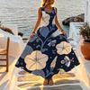 Bohemian Floral Sleeveless A-Line Maxi Tank Dress,Loose Fit Cotton Vacation Dress for Beach,Casual Parties Versatile Daily Wear