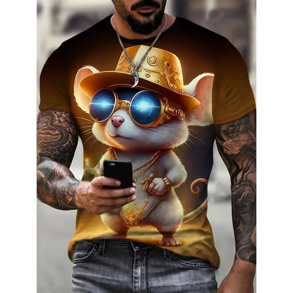 

3D-печать Спорт Быстросохнущий Дышащий Мужской Повседневный Уличный Мода Харадзюку Короткий рукав XL