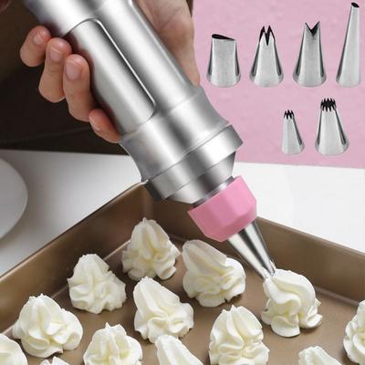 Edelstahl Dessert-Spritzbeutel-Set Verschleißfest Antihaft Kuchenglasur Dekorierwerkzeuge Manuell Lebensmittelqualität Frosting Spritzbeutel-Set
