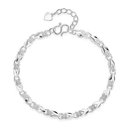 Women Bracelet Lucky Clover Heart Shape Adjustable Length Bracelet Smooth Surface Anniversary Birthday Christmas Bangle