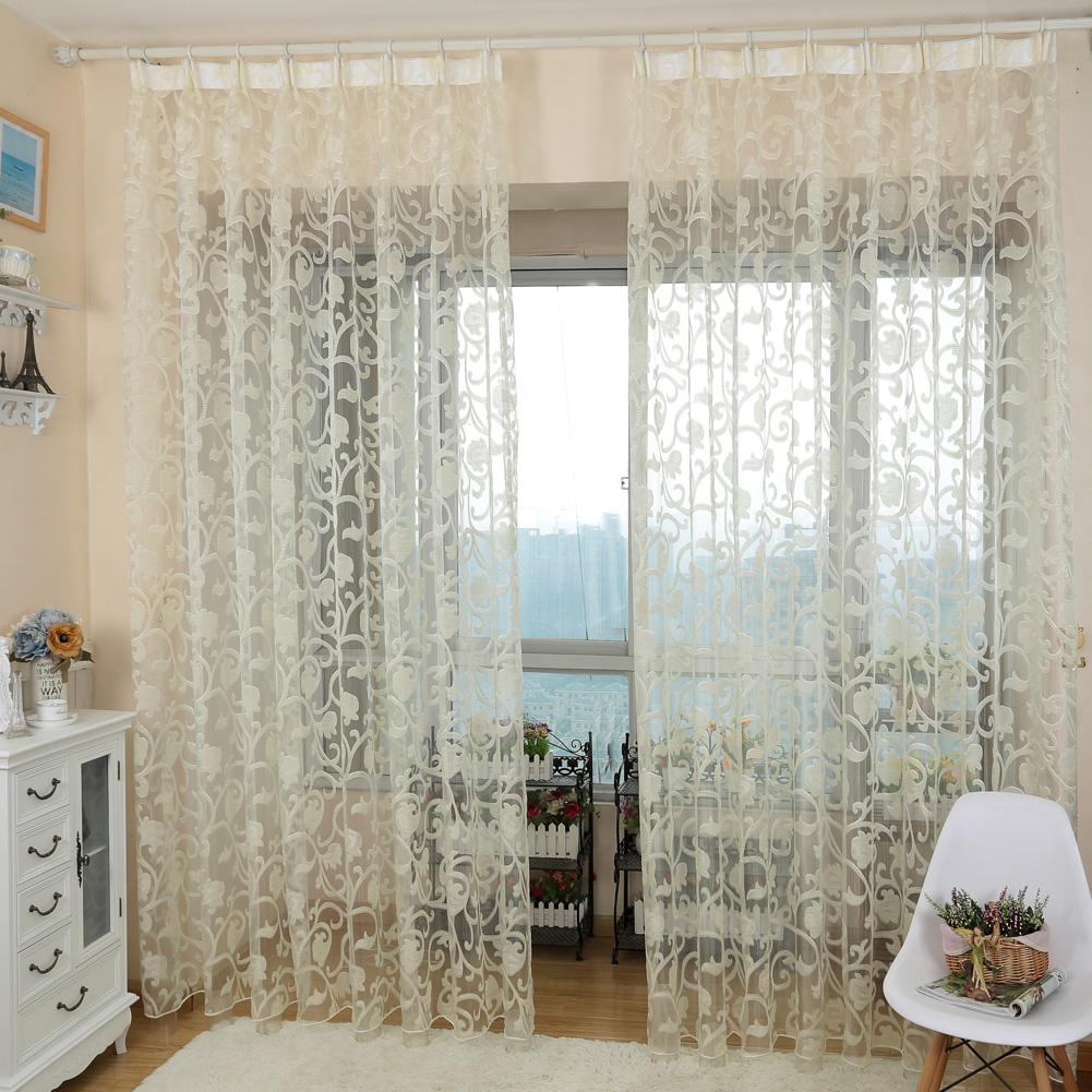 1PC Lozujoju Home Decor Jacquard White Voile Fabrics Modern Window Screening Tulle Curtains