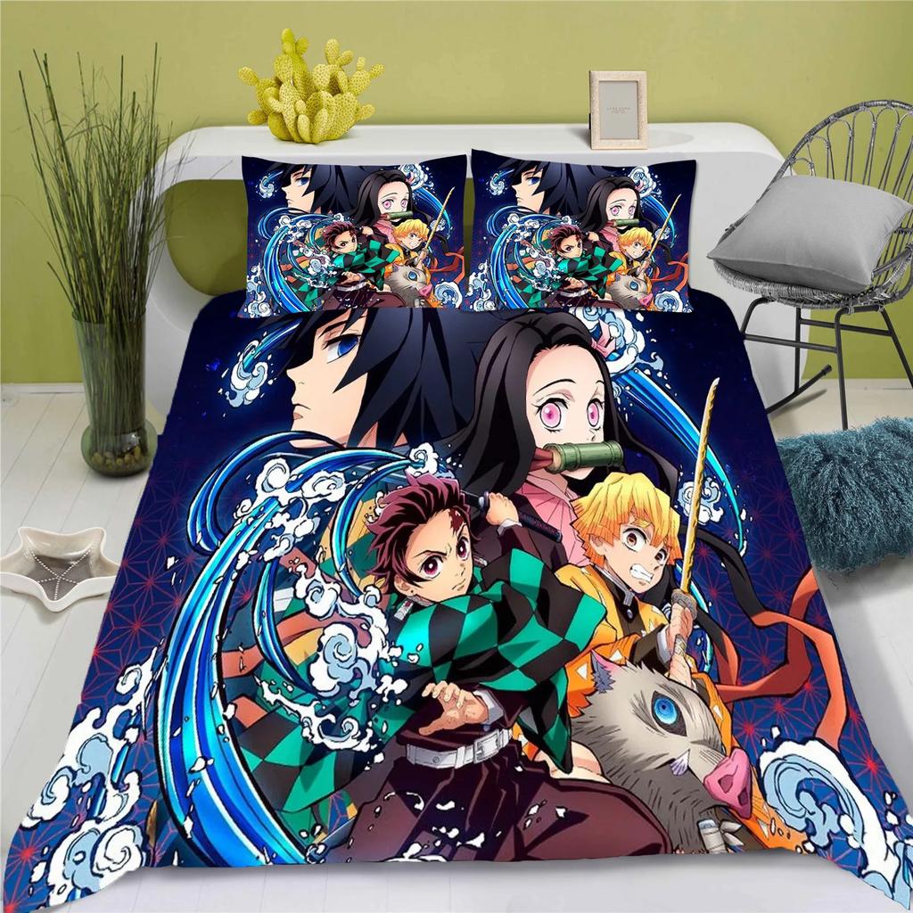 Children Coton D-Demon Slayer Soft Duvet Cover Polyester Set kimetsu no yaiba Beding Adorable Lovely Printed Carton Comfortable Quilt Cover Premium