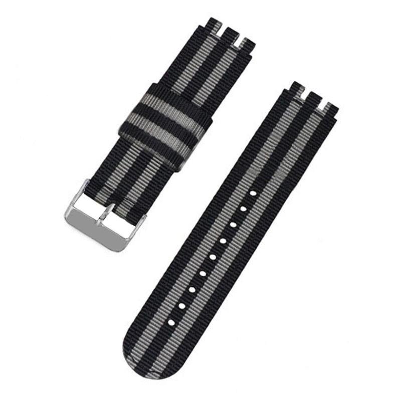 SWATCH Horloge Compatibele Nylon Canvas Band, Geribbeld, 17/19/20mm