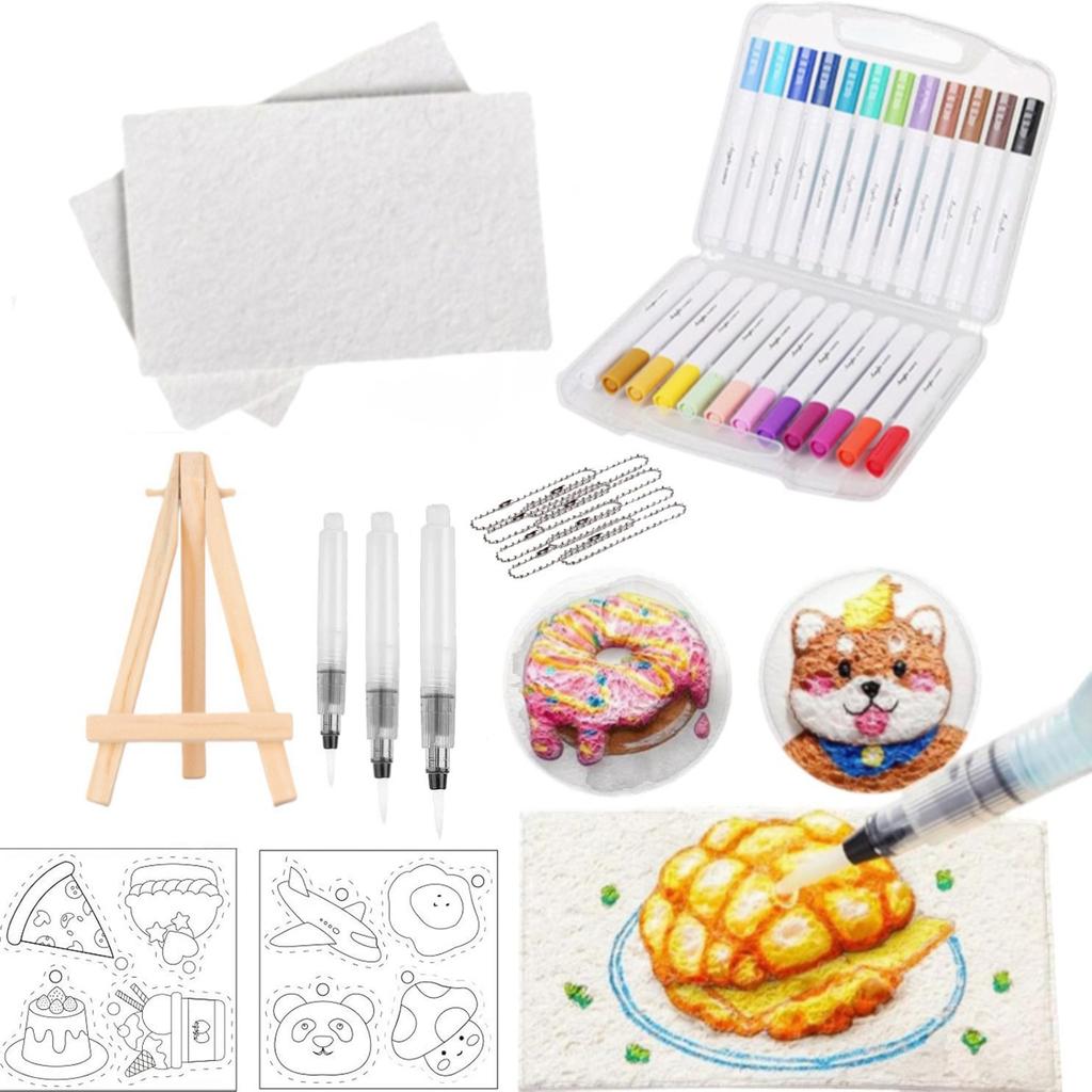 Mit Zeichenstiften Magics Textur Malset mit 10 Schaumstoff-Malpapier 12 Filzstiften DIY Blasen Zeichenstifte zum Malen Kunsthandwerk