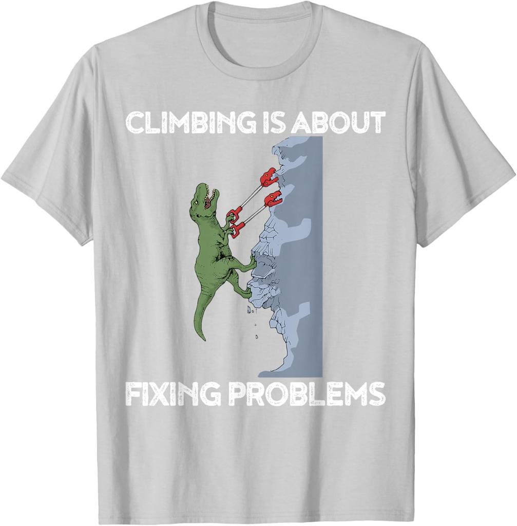 Funny Climbing TShirt TRex Rock Climber Dinosaur Tee TShirt