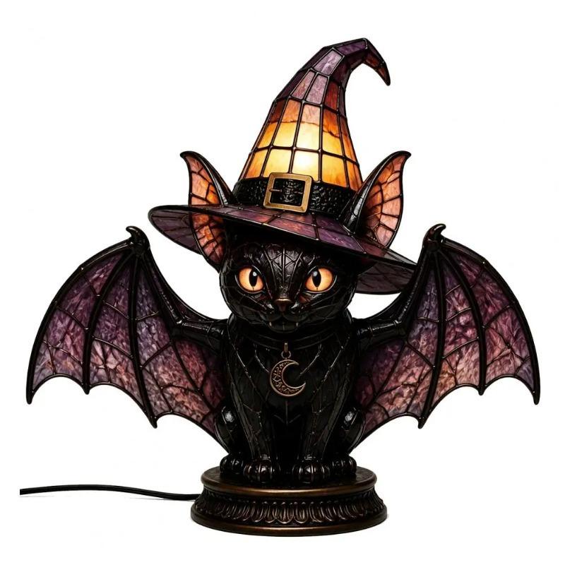 Hexenhut Tischlampe Halloween-Thema Tischlampe Hut LED Nachtlicht Handgefertigt Buntglas Acryl Tischlampe für Innen Schlafzimmer
