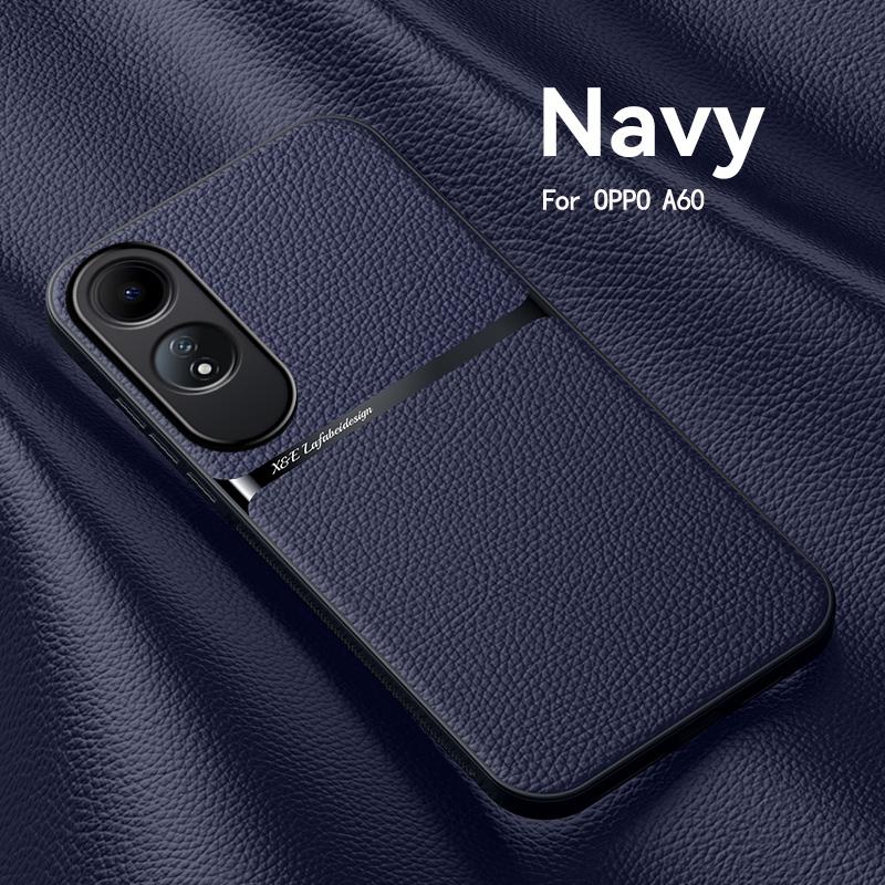 

For OPPO A60 4G Case Magnetic Car Holder Leather Phone Case For OPPO A 60 A60 4G Soft Silicone Shockproof Protection Back Cover For OPPO A60 4G