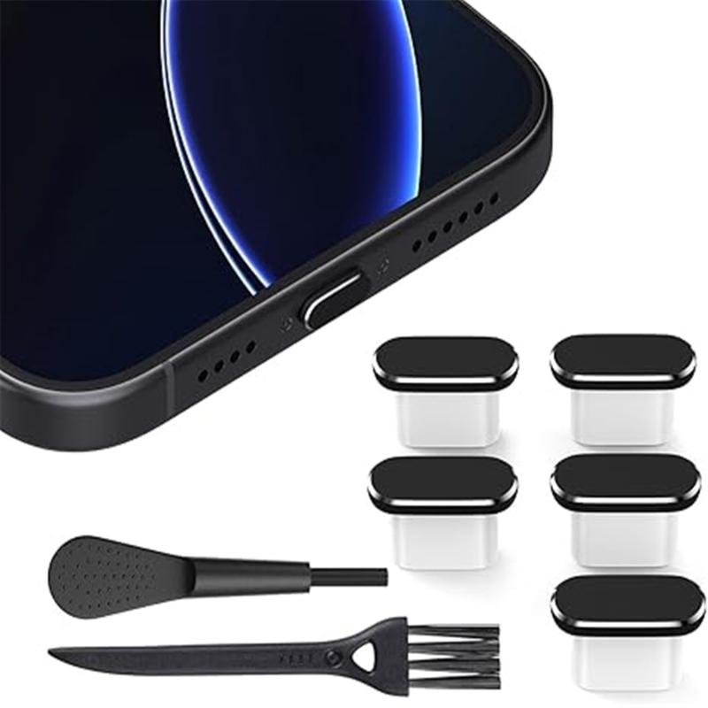 5 szt. Osłona przeciwpyłowa portu ładowania Type-C dla serii Phone 16 15 S25 S24 Zatyczka przeciwpyłowa USB C ze szczoteczkami Akcesoria do telefonu