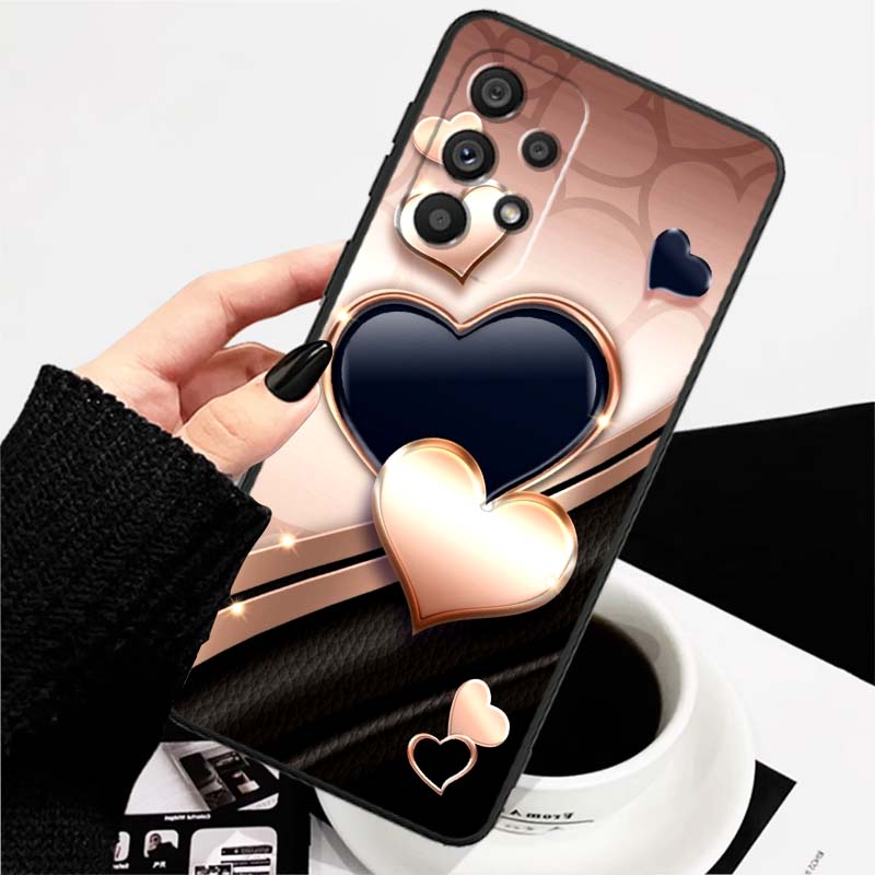 Artistic metal style pattern Phone Case For Samsung A73 A72 A71 A55 A54 A53 A52 A51 A13 A22 A16 A15 A12 A14 A26 A07 5G Black