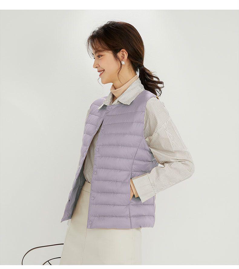 Women's Plus Size Collarless Down Vest - Short, Warm Shoulder Cape Jacket for Middle-aged and Young