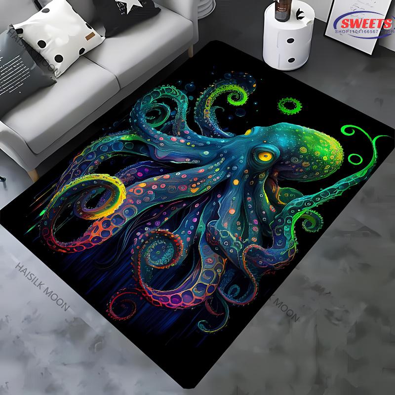 Octopus Theme Printed Rug for Living Room Large Area Decorate Carpet Non-slip Sofa Mat Modern Home Fashion Floor Mats