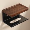 Walnut Wood Tissue Box Holder with Storage Shelf