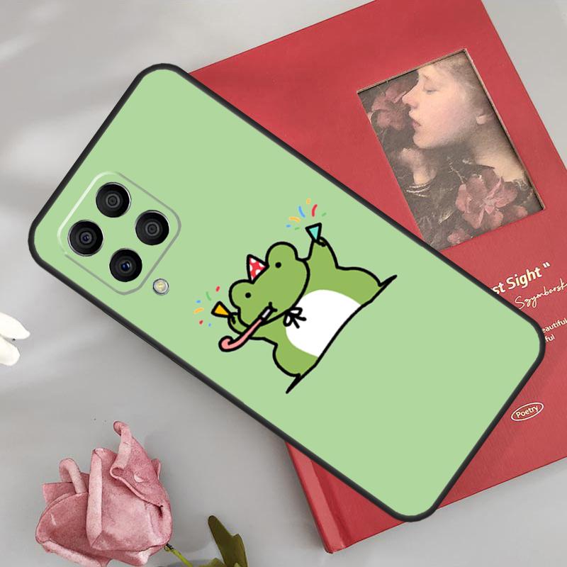 Mint Green Funny Frog Case For Samsung Galaxy M33 M15 M55 M13 M23 M53 M31 M51 M14 M34 M54 M20 M30s M32 M52 Cover