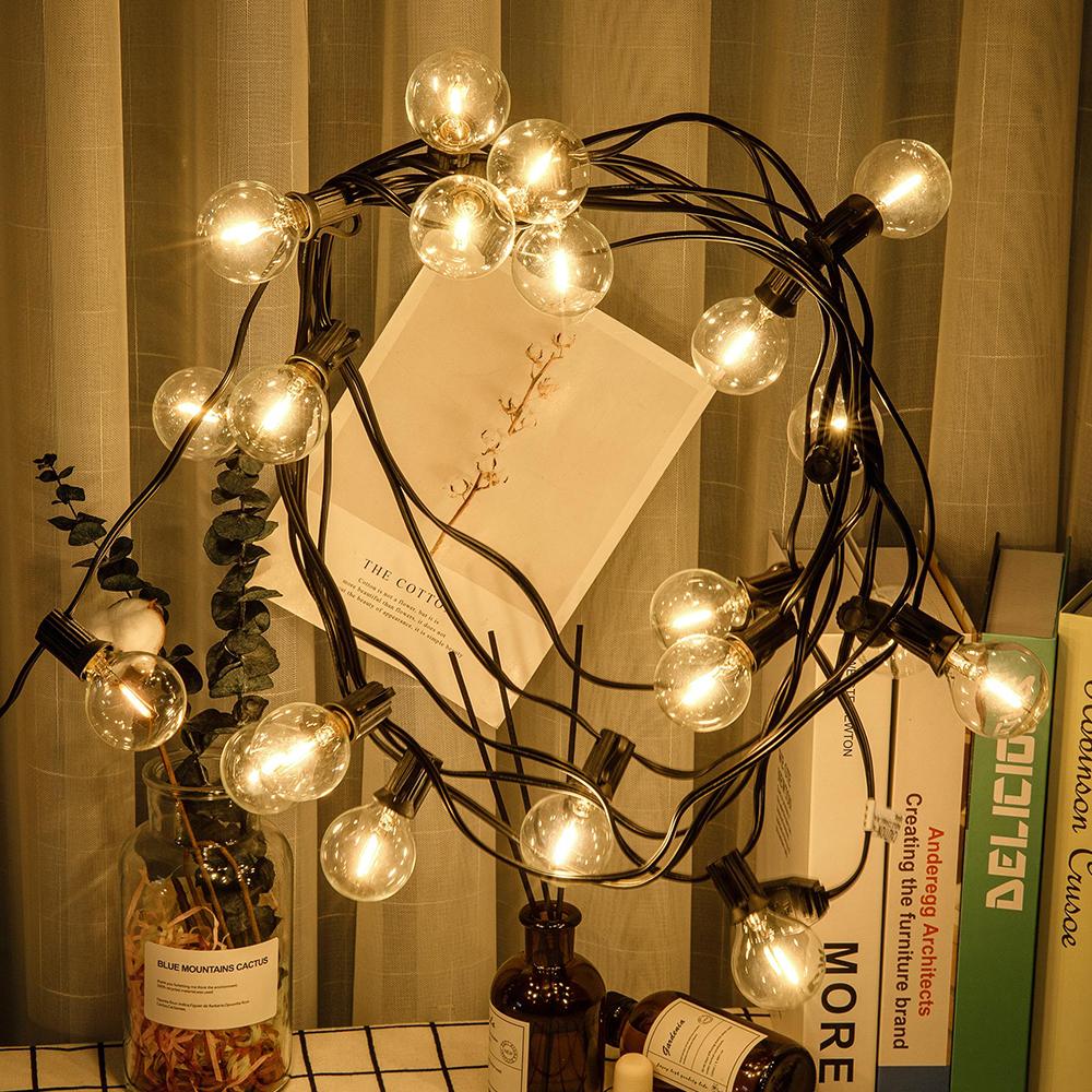 30M 50Bulbs G40 Garland String Lights LED Waterproof and shatterproof Globe Bulb Outdoor Patio String Lights for Christmas Decor
