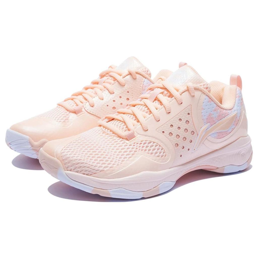 Li Ning Halberd TD Badminton Shoes Women's Low Top Neon Orange Pink/Standard White AYTQ012-4