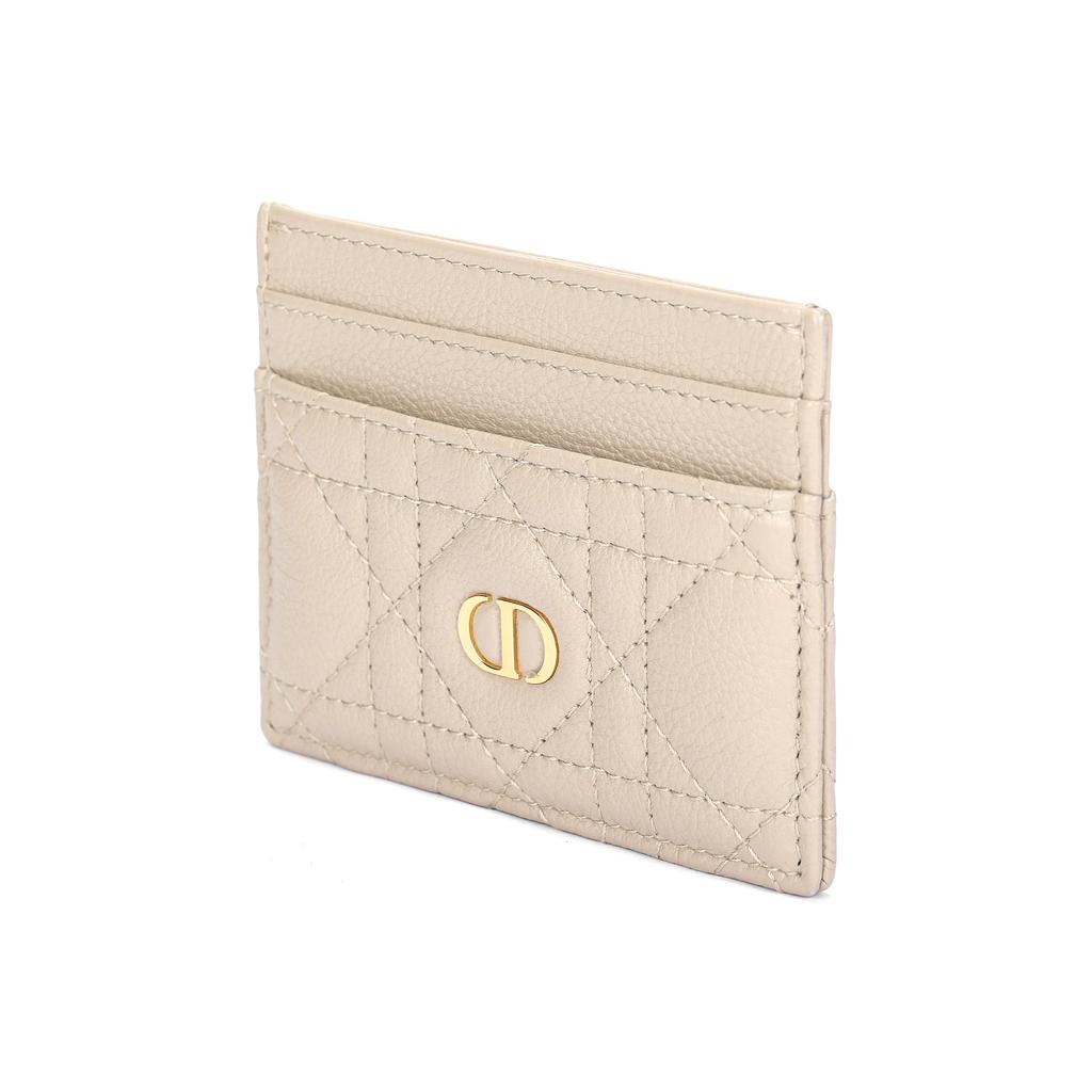 Dior Freesia Metal Logo Diamond Design Calfskin Card Holder Women Accessories Pink Beige S5130UWHC-M51U