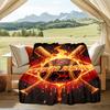 1PC Custom Name "Fiery Baseball Emblem" Outdooor Flannel Blankets Throw Blanket All-Season Throw Gift Bedspread for Couch, Bed, Camping Holiday Birthd