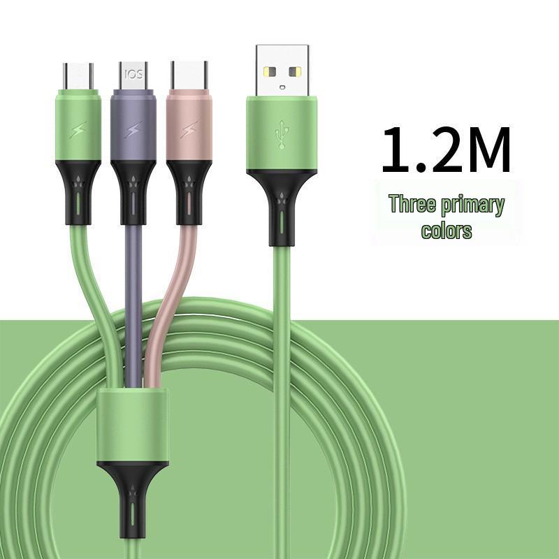 1.2M Multi-Device Liquid Silicone Charging Cable: Compatible with Apple, Android, and TYPE-C.