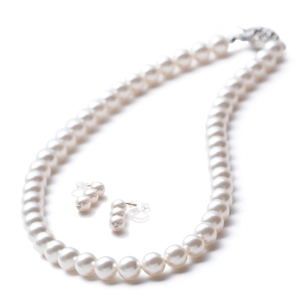 

Pearl Luxury Domestic Grand Premium For 8mm Gray Black Necklace x 3 White x [VOTRE COUTURE] Necklace, Pearl, Ceremonies, White, (E Earrings, Silver,