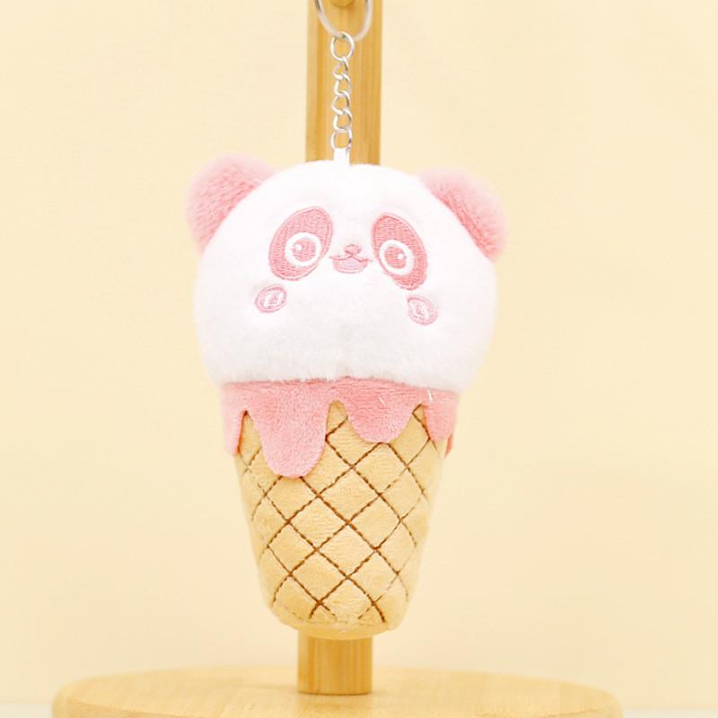 Adorável Chaveiro de Pelúcia Panda Cone de Sorvete Acessório Perfeito para Bolsa Brinquedo Fofo