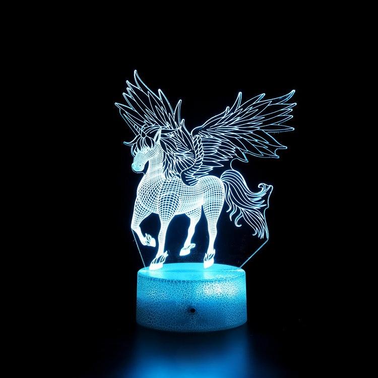 Pegasus Unicorn Geometric Horse LED Touch Remote Control, Creative Gift with Seven Colors