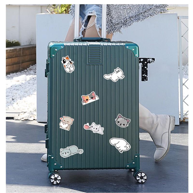 Non-Toxic 50Pcs Waterproof Cute Fat Cat Stickers Cartoon Graffiti Suitcase Notebook Mobile Phone Fridge Water Cup - Bulk Pack