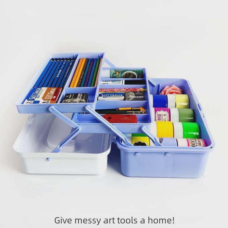 Large Capacity 3-Layer Transparent Art Tool & Pencil Storage Box